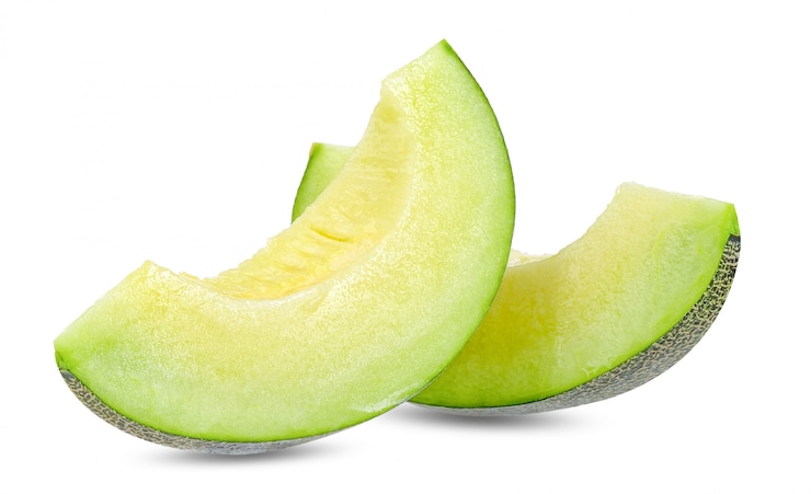 Photo green melon isolated on white clipping path