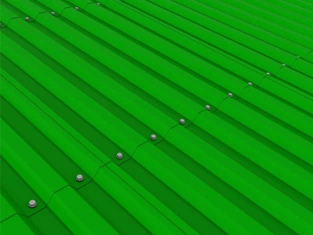 Green metal sheet roof steel roof sheets 3d illustration