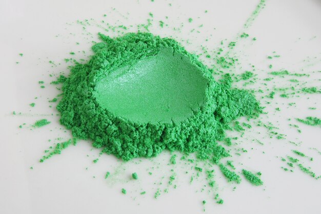 Green mica pigment powder for cosmetics