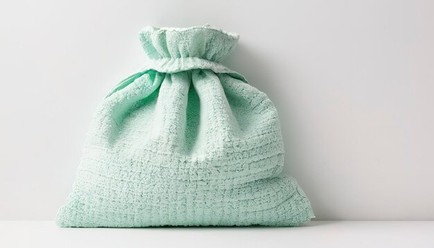 green or mint hot water bottle or bag for relieving menstrual pain with copy space