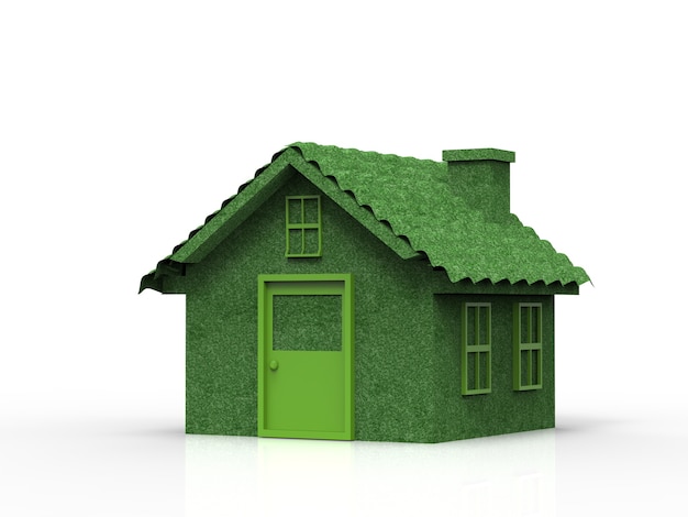 Green mockup house or model house on white background