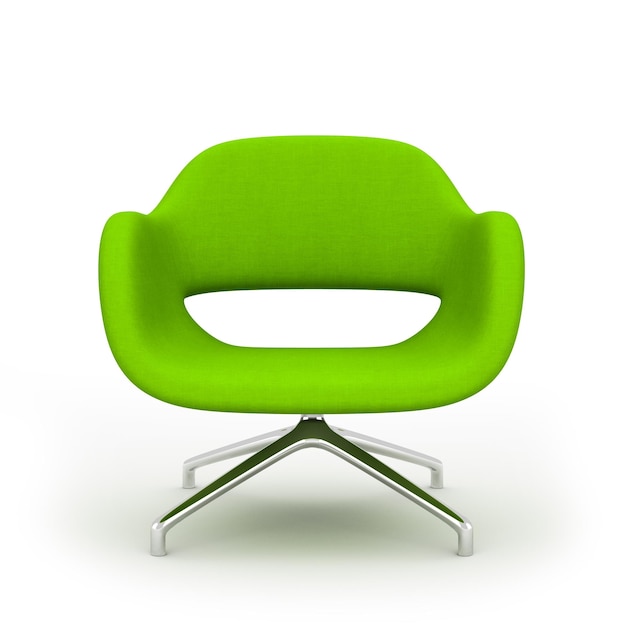 Green modern armchair isolated on white background 3d rendering