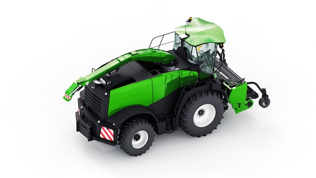 Green modern combine on a white surface