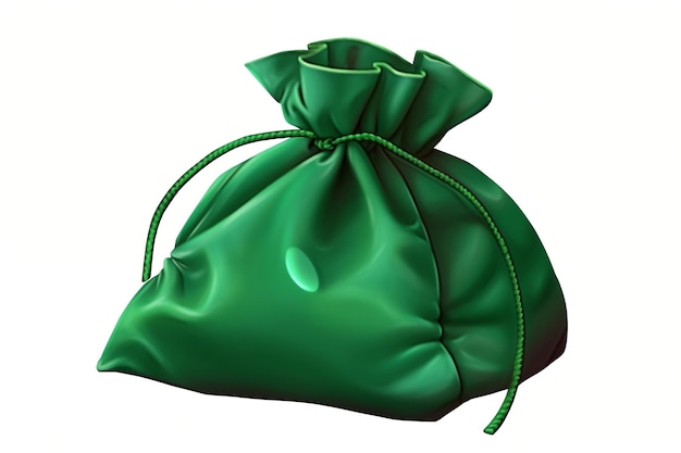 Green Money Bag Isolated on White Background Generative AI