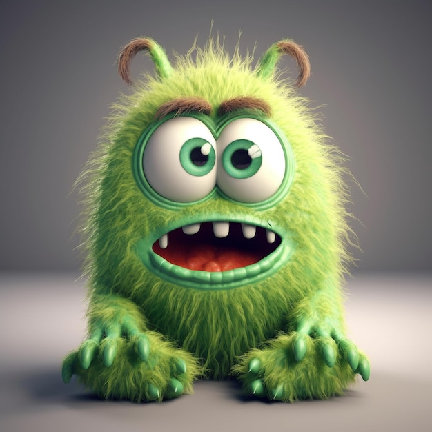 a green monster with big eyes and a big mouth