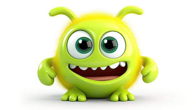 a green monster with big eyes and a big smile