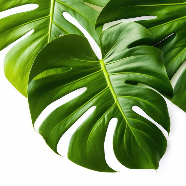 Photo green monstera leaves tropical isolated illustration on white background