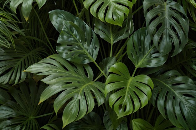 Photo green monstera leaves vintage on seamless background