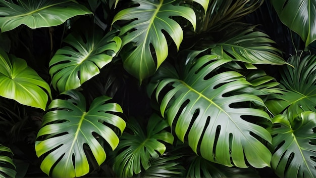 Photo green monstera leaves wallpaper ai generated