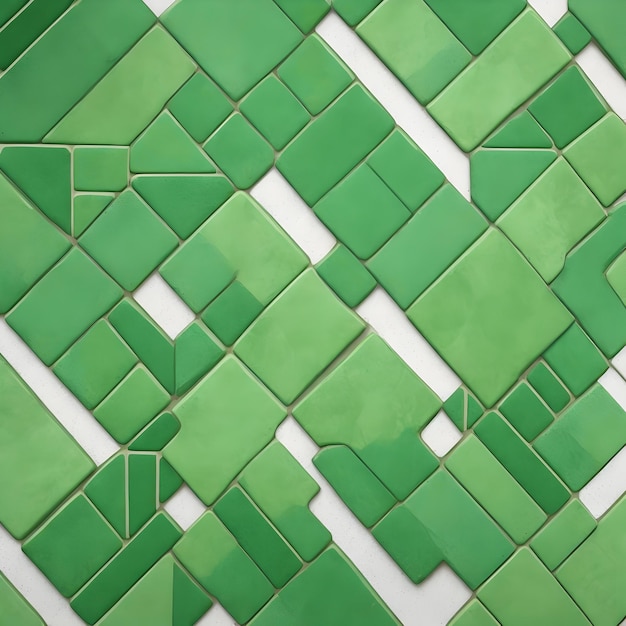 Ai가 생성한 녹색 모자이크 도자기 석기 시멘트 타일 패턴