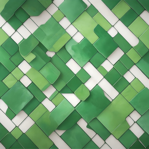 Green mosaic porcelain stoneware cement tile pattern generated by Ai