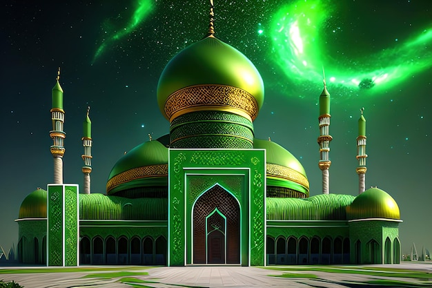 green mosque galaxy background