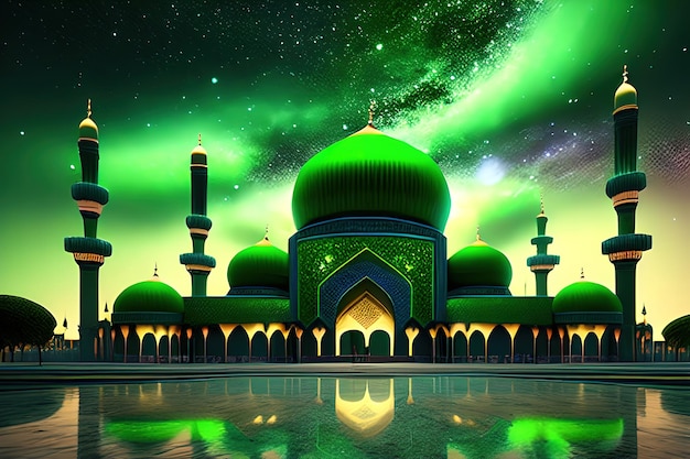 green mosque galaxy background