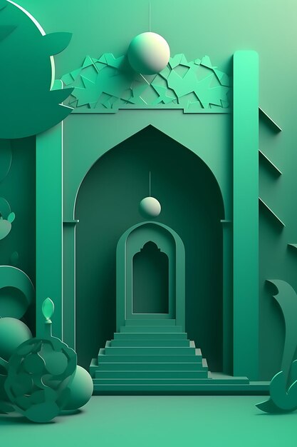 green mosque illustration