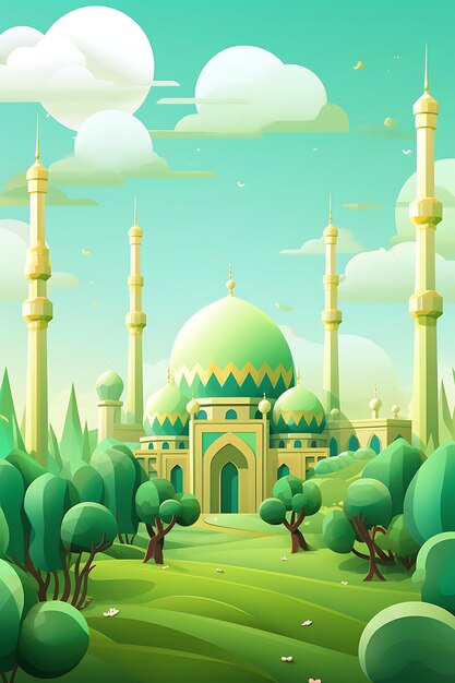 green mosque illustration