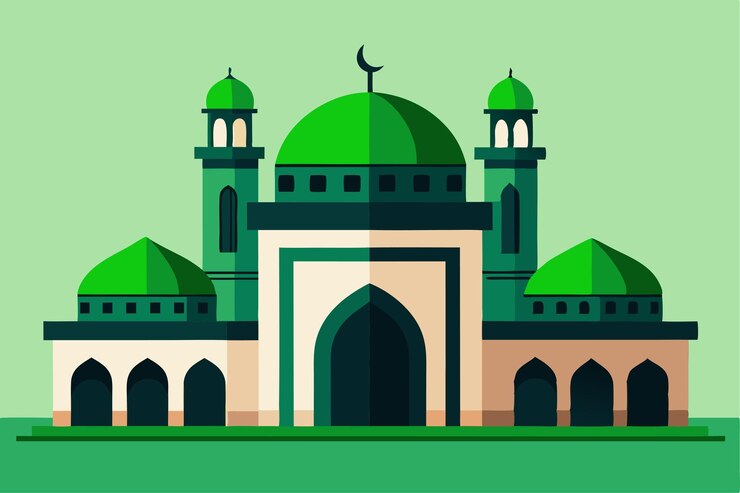 Photo a green mosque with a bird on the top of it