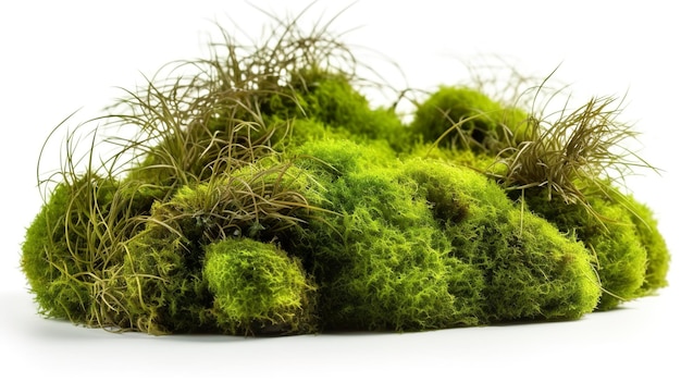 Green moss with grass isolated on white background generate ai