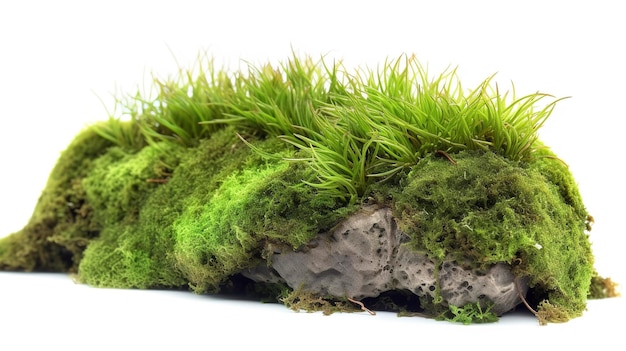 Green moss with grass isolated on white background generate ai