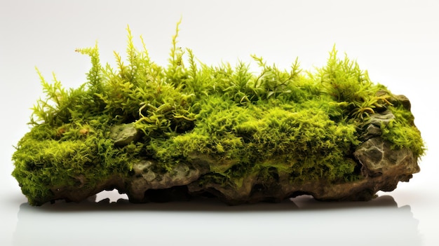 green moss with small grass on white background