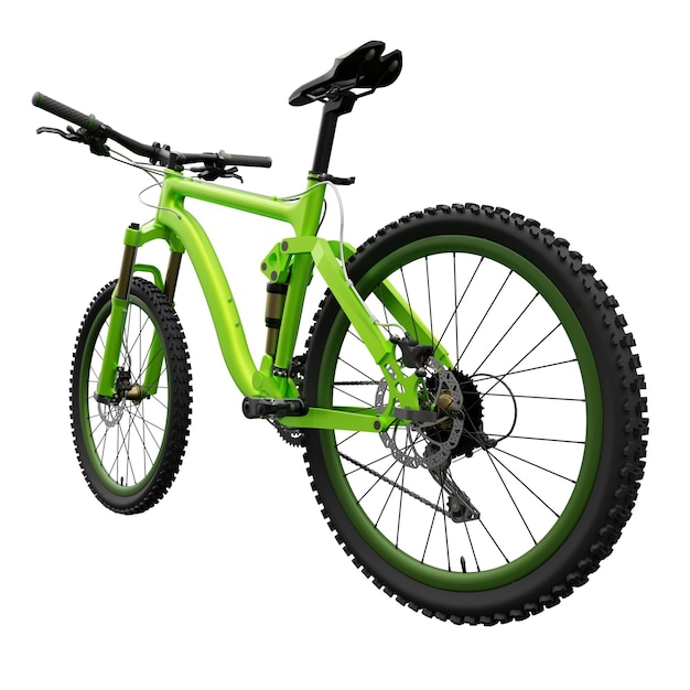 Green mountain bike on an isolated white background 3d rendering