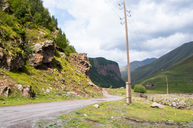 Green mountain landscape and view in Georgia. Mountains in Truso.