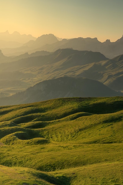 Green mountain landscape with many plains