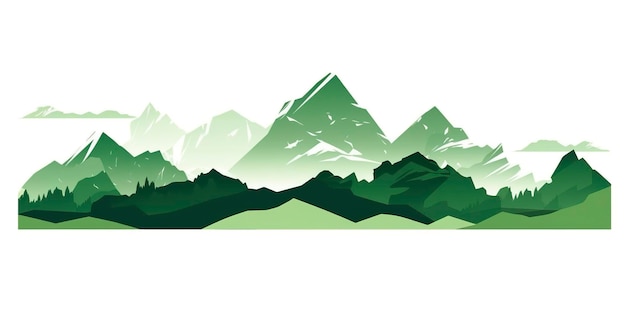 白い背景の緑色の山脈 AI ゲネレーティブ