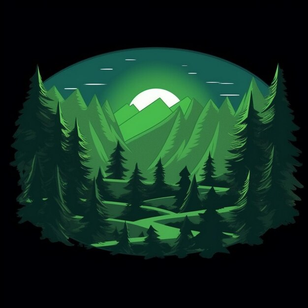 a green mountain with a mountain in the background.