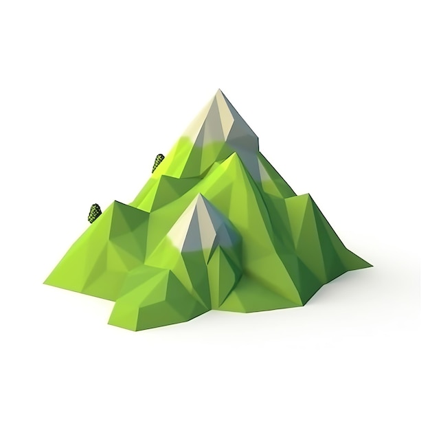 A green mountain with a mountain in the middle