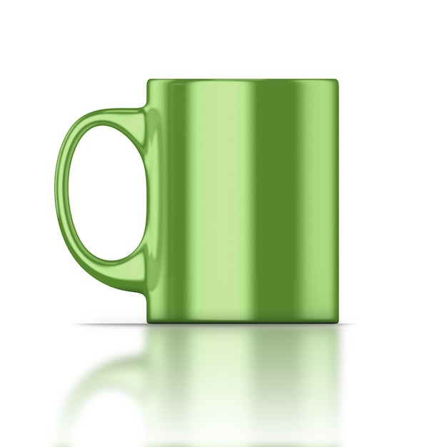 Green mug closeup isolated on white