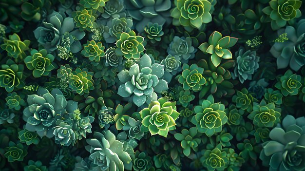 Green natural echeveria Succulent plants gardening top view closeup botanical background