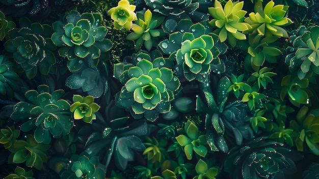 写真 緑の自然エチェベリア 甘い植物 ガーデニング トップビュー 近くの植物学的背景