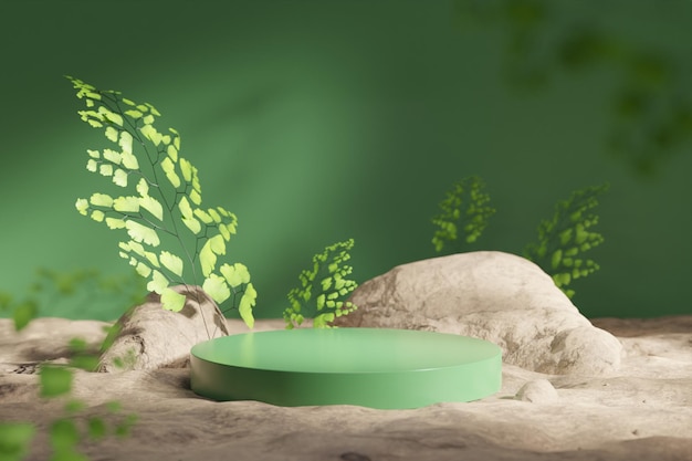 Green and Natural Plant Podium 3D Render