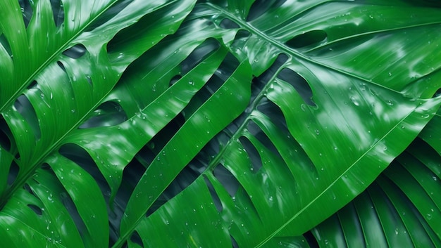 Green natural of wet leaves