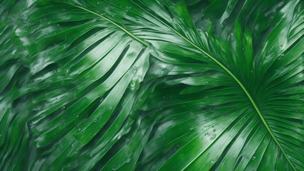 Green natural of wet leaves