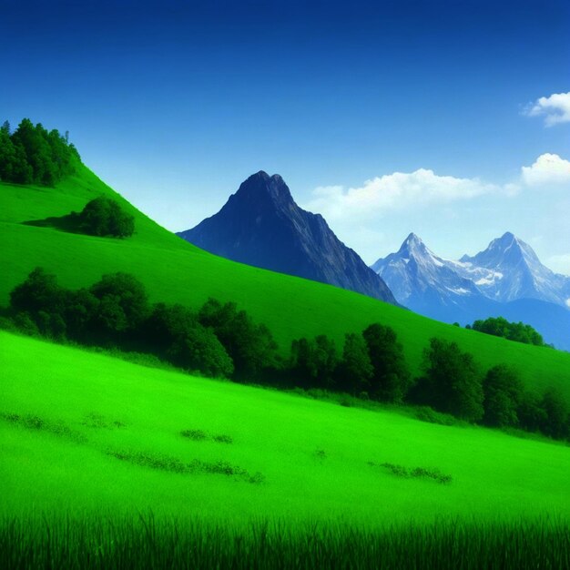 Photo green nature background with mountain