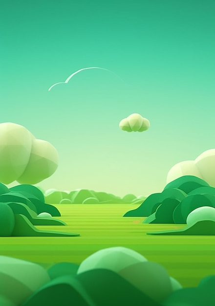 green nature cartoon style 3D rendering