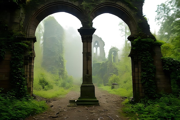 Green nature includes mountains ancient fortresses green trees and ancient gates