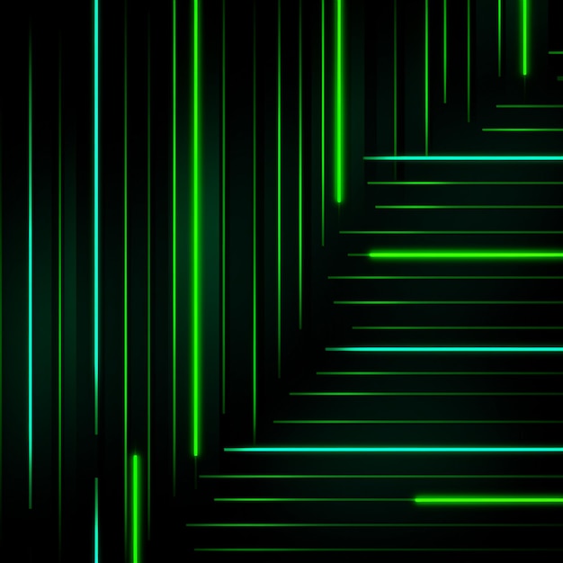 Photo green neon lines over black background