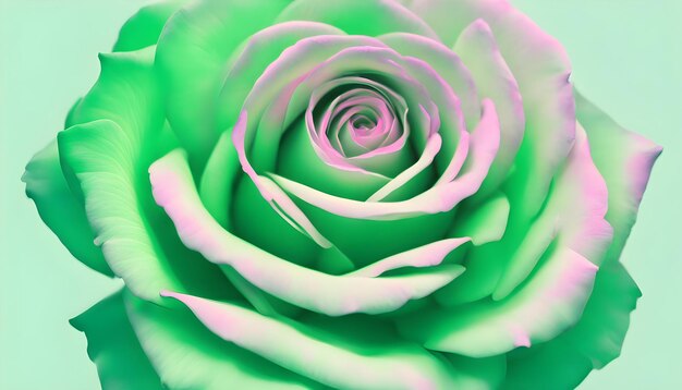 Rosa verde neon isolata con sfondo morbido