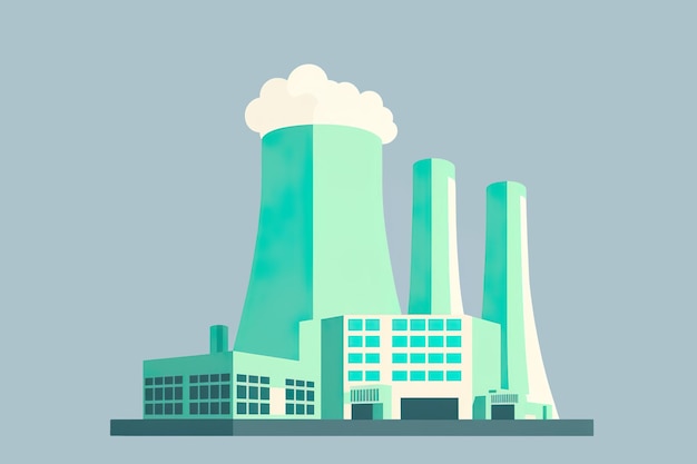 Green Nuclear Power Plant NPP Nuclear power station Flat design