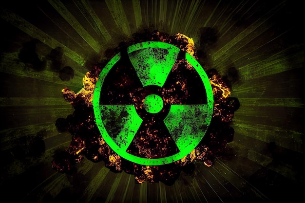 Зеленый знак радиации ядерной угрозы Генеративный AI