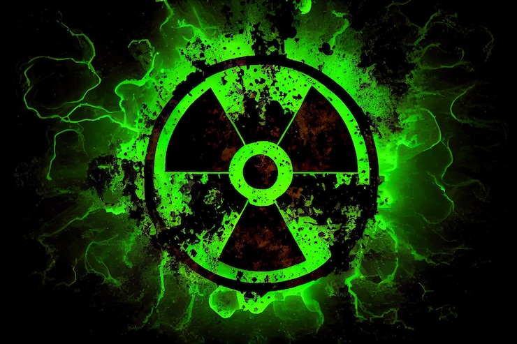 Photo green nuclear threat radiation sign illustration generative ai