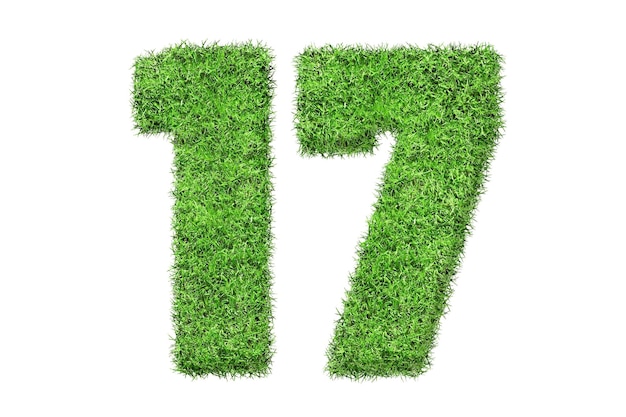 A green number 17 on a white background