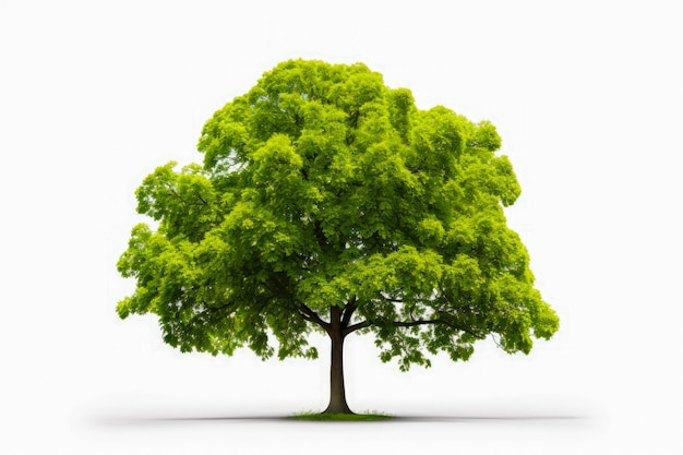 Green oak tree isolated on white background