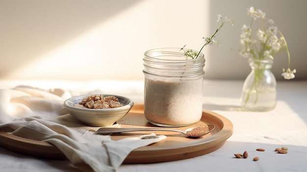 Green oatmeal porridge in a glass