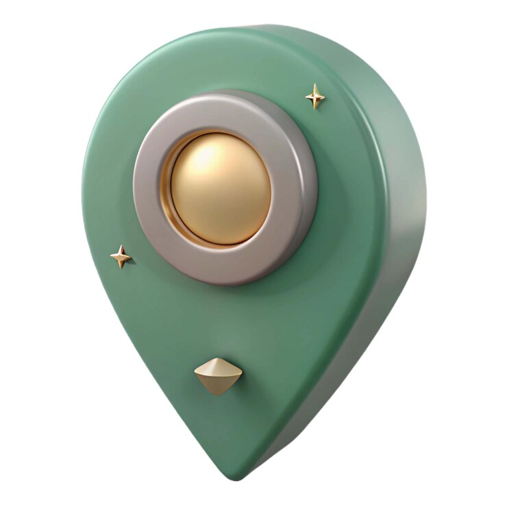 a green object with a gold button on it that says quot star quot