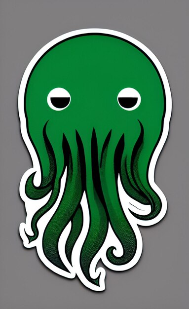 A green octopus with the face of a green octopus.