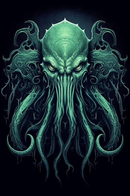 a green octopus with tentacles and a large head generative ai