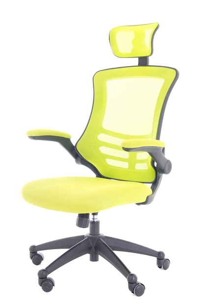 Green office chair isolated on white background